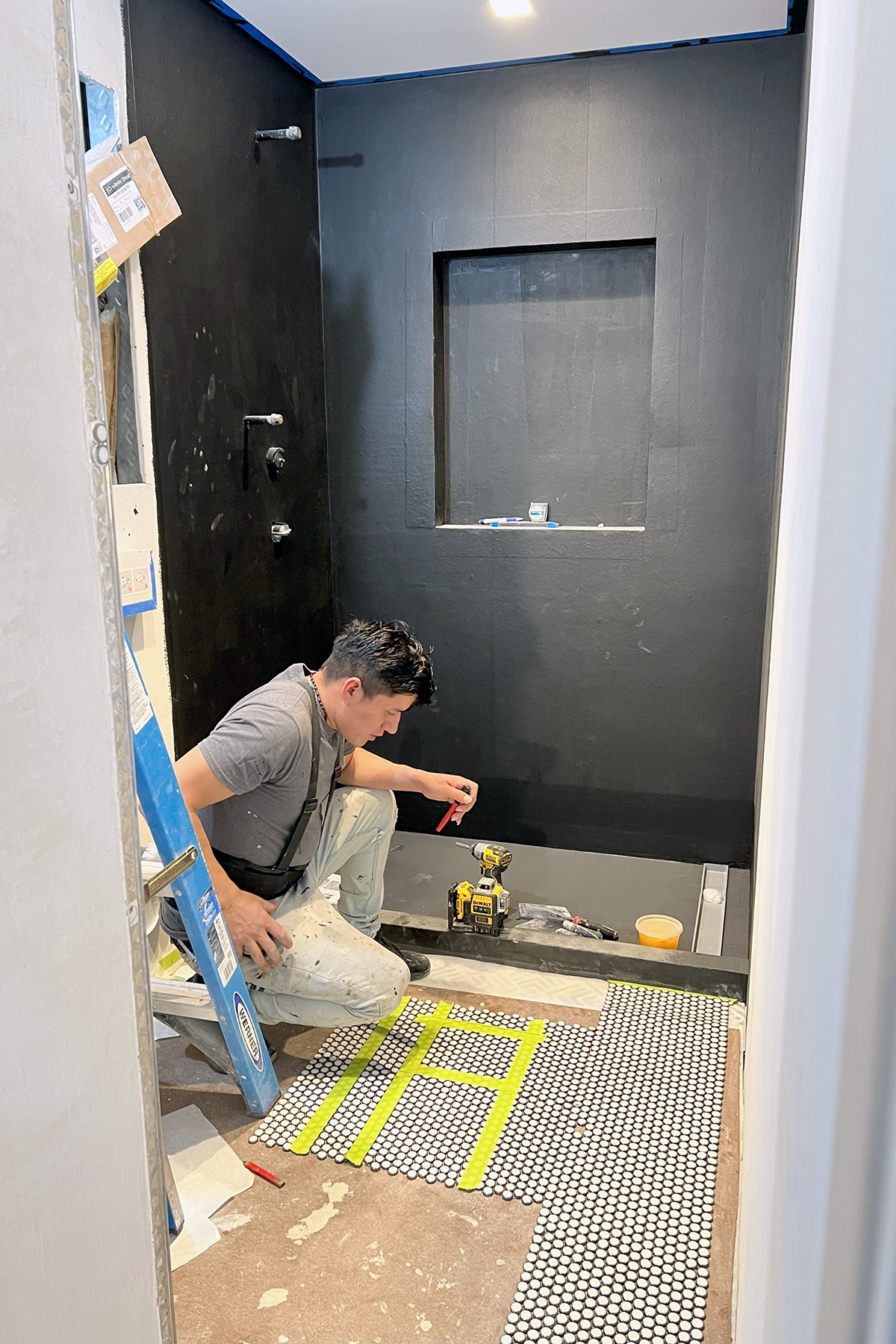 Bathroom renovation with waterproofing at new shower