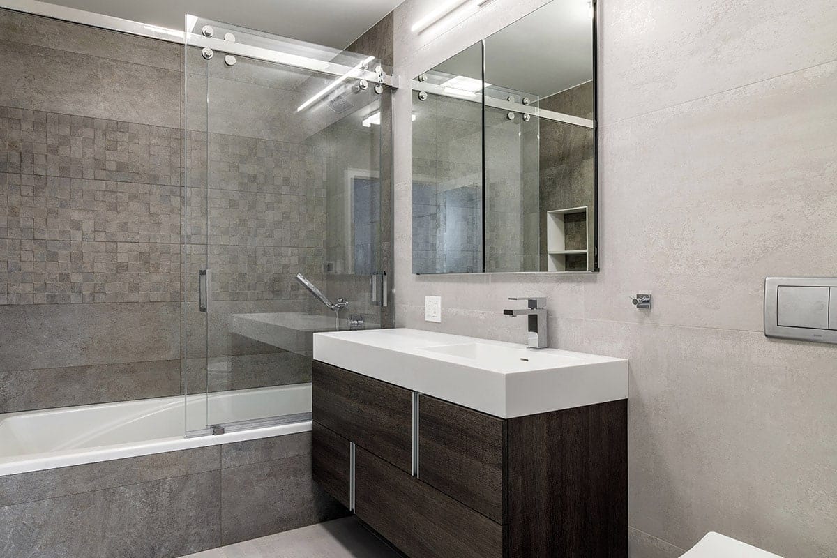Two Tone Grey Bathroom Design