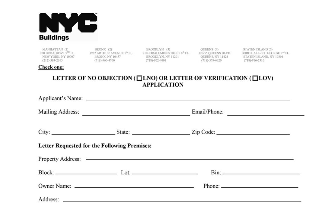 Letter of No Objection NYC DOB