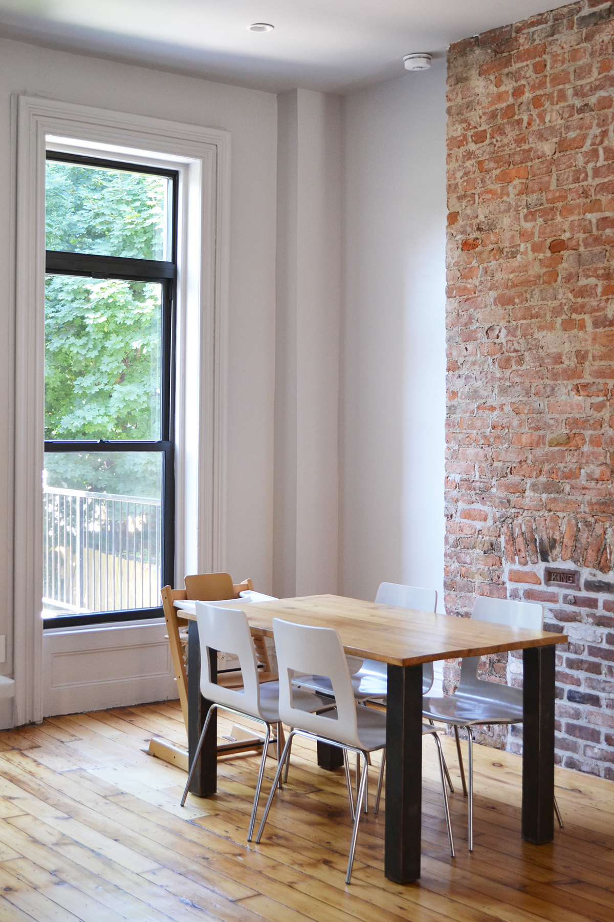 Exposed Brick and original floors in a Brooklyn Townhouse