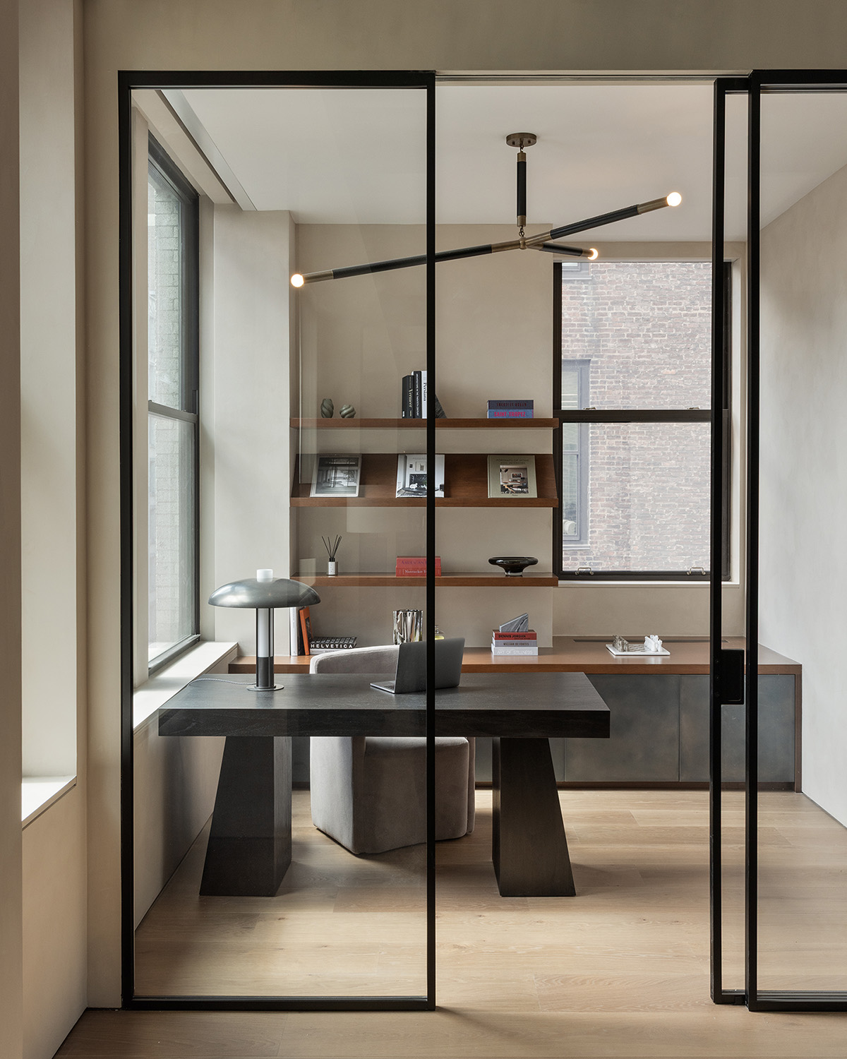 Black Metal and Glass Doors in NYC Loft