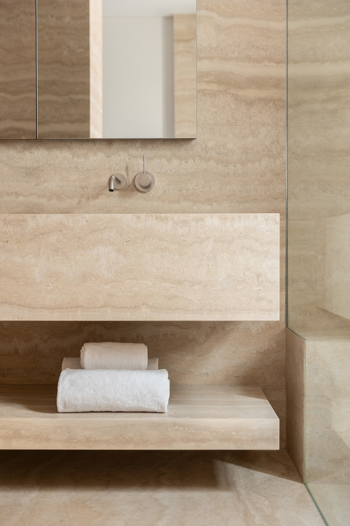 Custom Floating Stone Sink and Shelf
