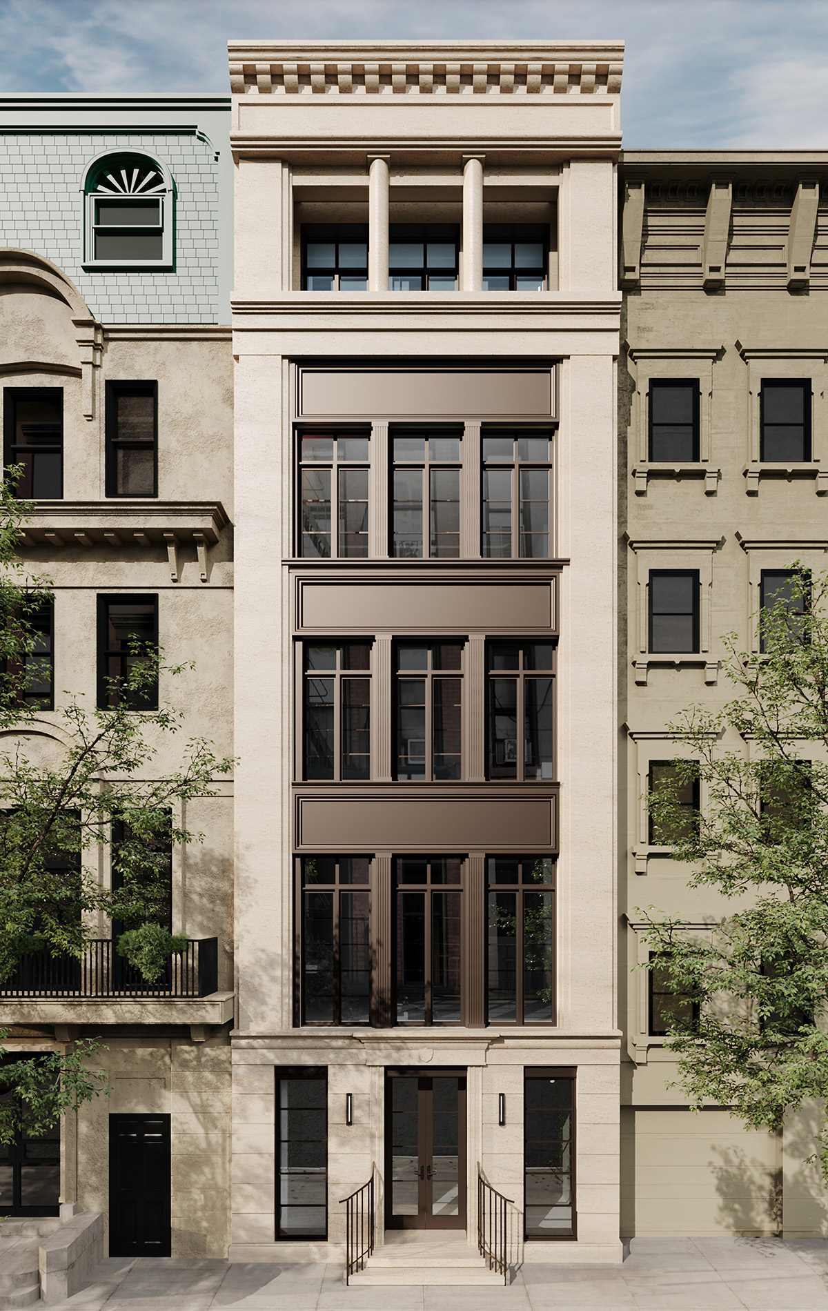 UES Townhouse New Limestone Facade Design