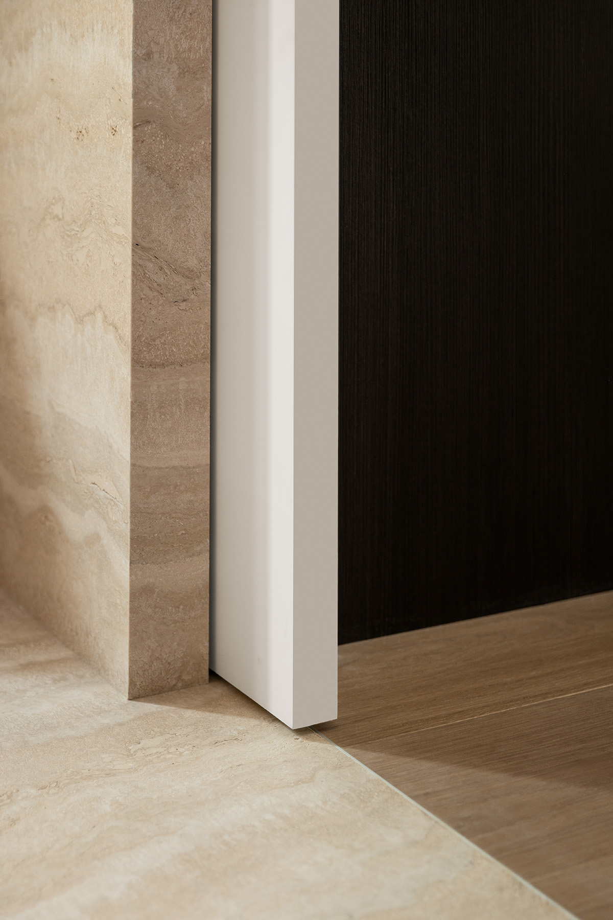 Elegant floor transition between materials. 