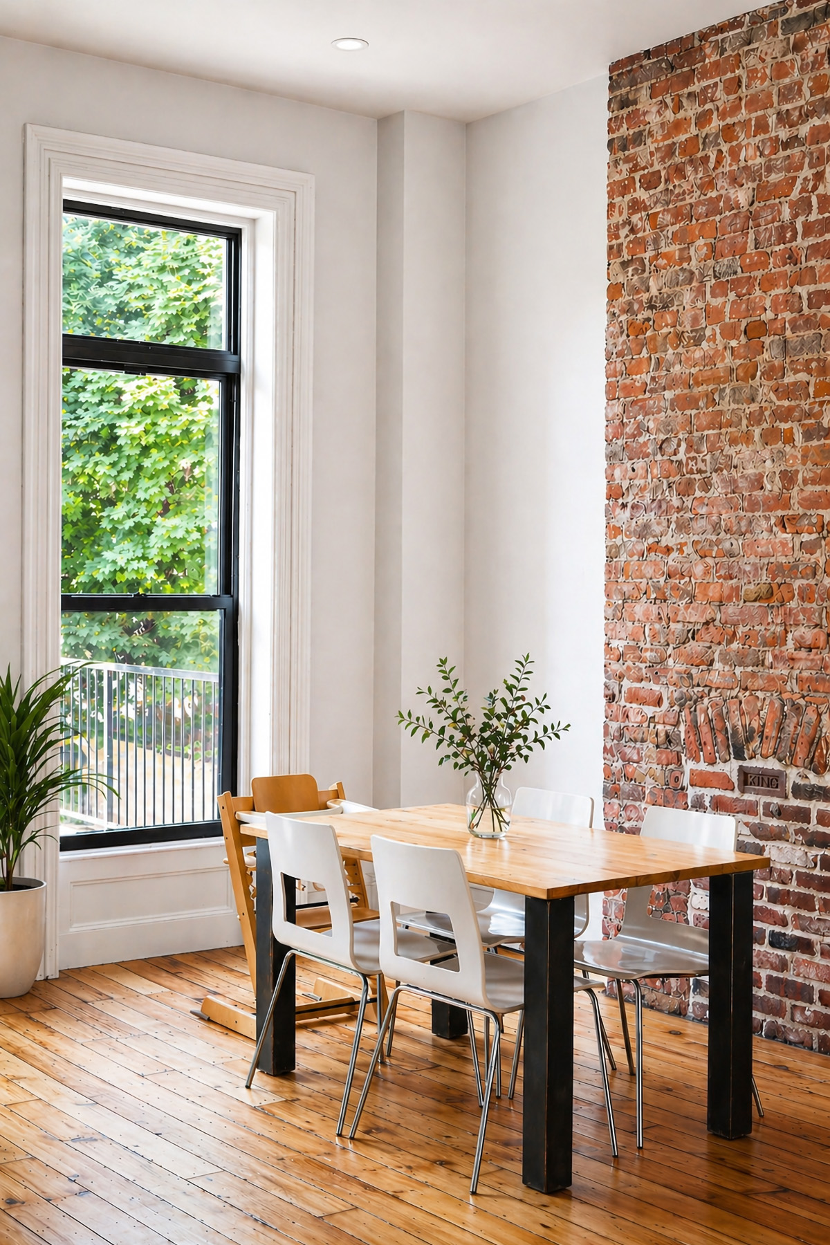 Brooklyn Townhouse with Exposed Brick Chimney