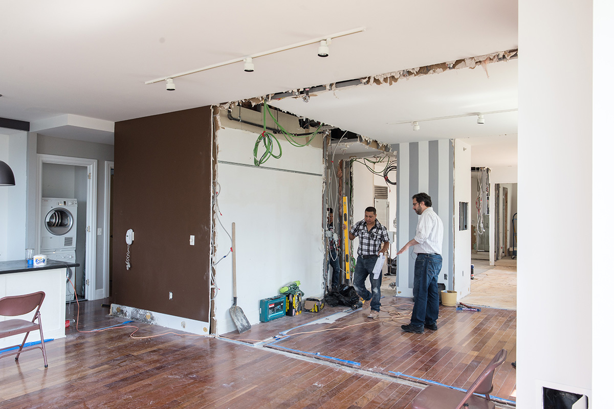 Brooklyn Apartment Architect on Jobsite During Renovation